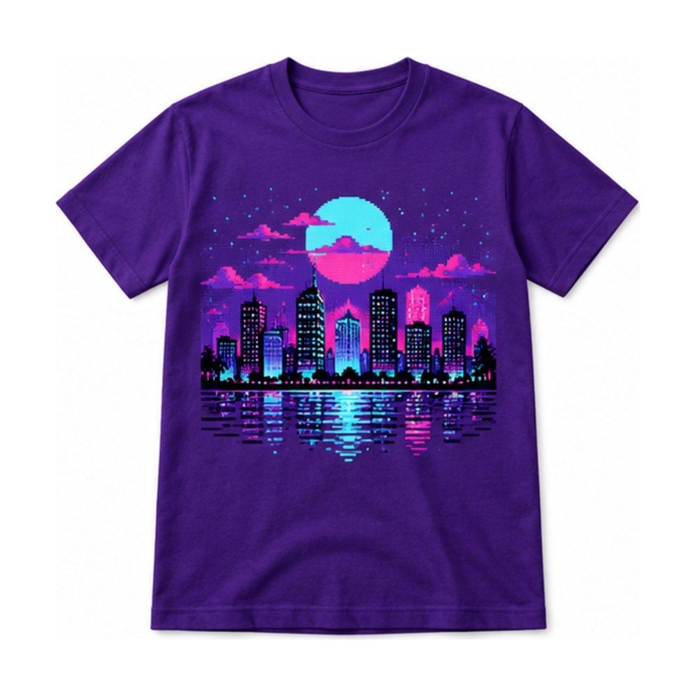 Pixel Night City Skyline Tee
